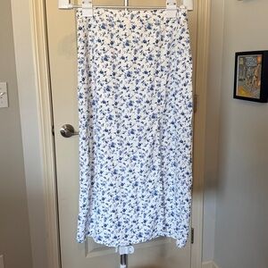 Forever 21 White Skirt with Blue Floral Design